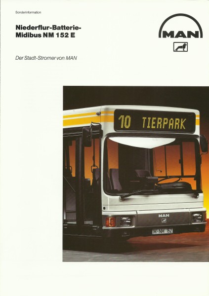 Heft 1997 Prospekt MAN NM 152 E - Niederflur-Batterie-Midibus