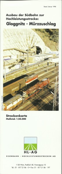 Buch 1998 Karte: Gloggnitz-Mürzzuschlag Streckenkarte 1:50000