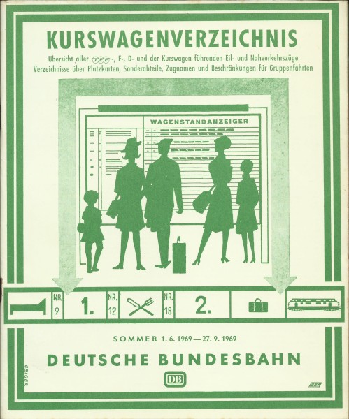 Buch 1969 Kurswagenverzeichnis Sommer - Deutsche Bundesbahn - DB