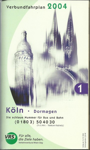 Buch 2004 VRS Fahrplan - Köln - Dormagen Verkehrsverbund Rhein-Sieg