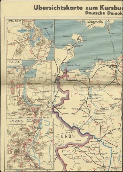 Buch 1974/75 Übersichtskarte zum Kursbuch Deutsche Reichsbahn - Winter