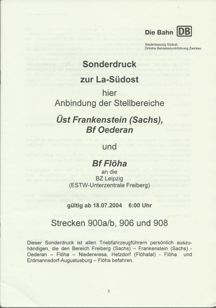 Heft 2004 - Anbindung Üst Frankenstein - Sonderdruck zur LA - LA-Bereich Südost