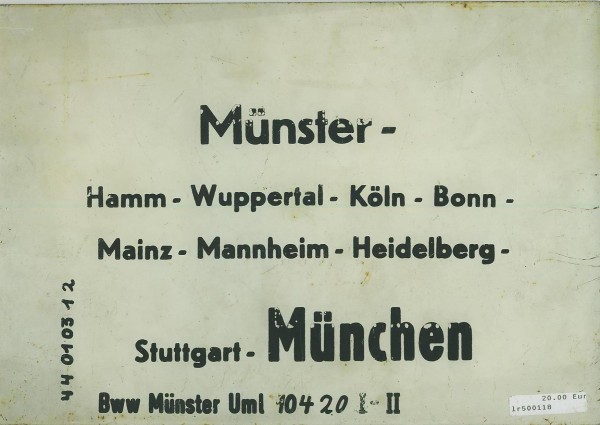 Buch Zuglaufschild Münster-München - Bww Münster Uml 10420 I-II