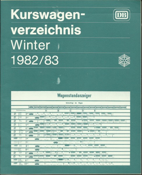 Buch 1982/83 Kurswagenverzeichnis Winter - Deutsche Bundesbahn - DB