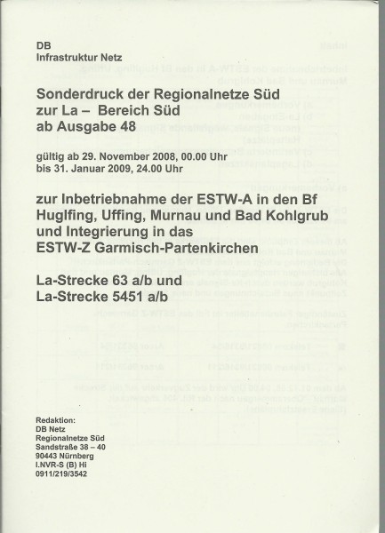 Heft 2008 - Inbetriebnahme ESTW-Z Garmisch-P. Sonderdruck zur LA - LA-Bereich Süd