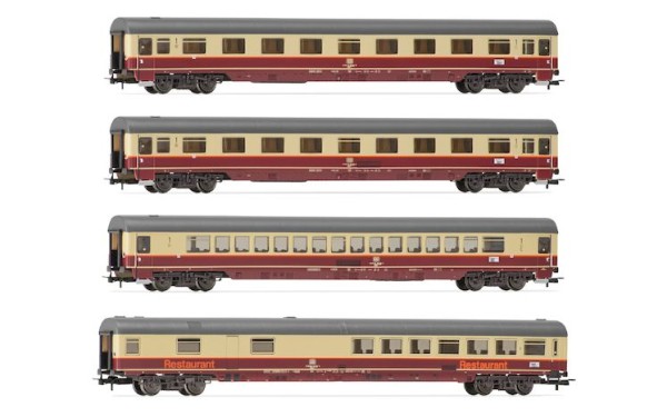 H0 Reisezugwagen-SET TEE Rheingold, Beige-Rot DB, 4-tlg.