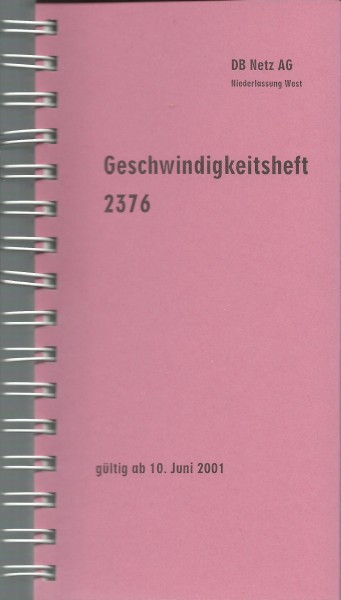 Heft Geschwindigkeitsheft 2376 - 10.06.2001 - Niederlassung West