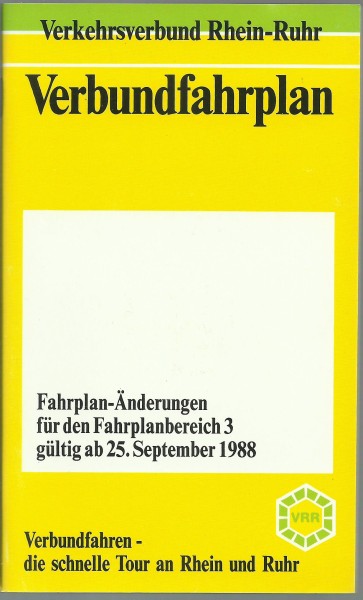Buch 1988 VRR Fahrplan-Änderungen Bereich Bochum Gelsenkirchen Hattingen Werne