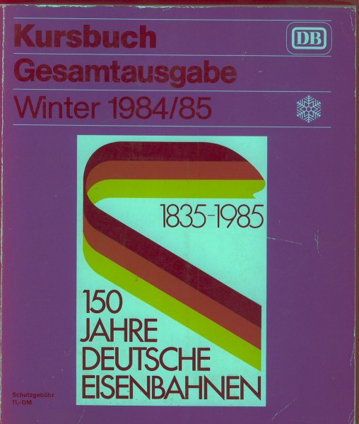 Kom: 1984/85 Kursbuch Winter DB-Kursbuch Gesamtausgabe Winter 84/85