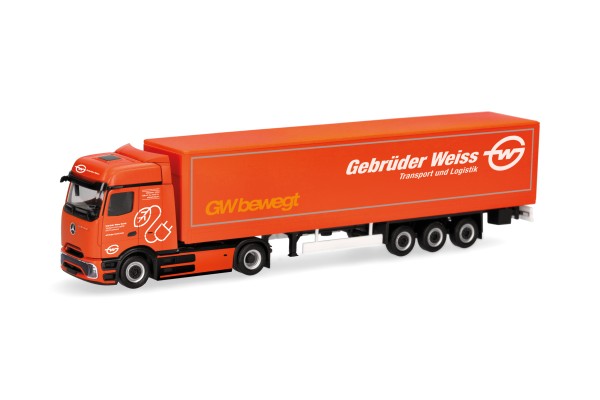 87 Mercedes-Benz eActros 600 ProCabin Bigspace Planen-Sattelzug "Gebrüder Weiss" (Österreich)