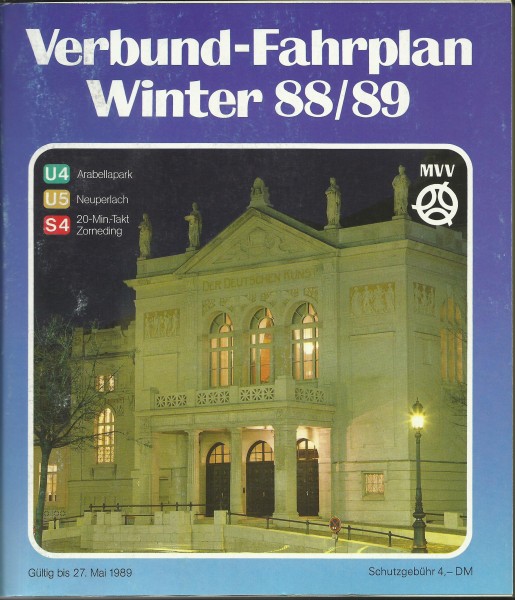 Buch 1988 MVV Verbund-Fahrplan - München - Münchener Verkehrs- und Tarifverbund