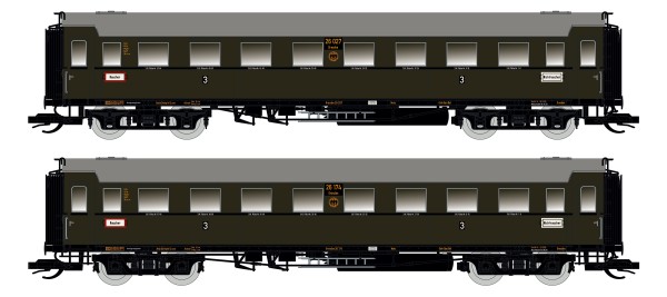 TT Personenwagen-Paar C4Ü Sa07 mit Beleuchtung, DRG ** neue Betriebsnummern**