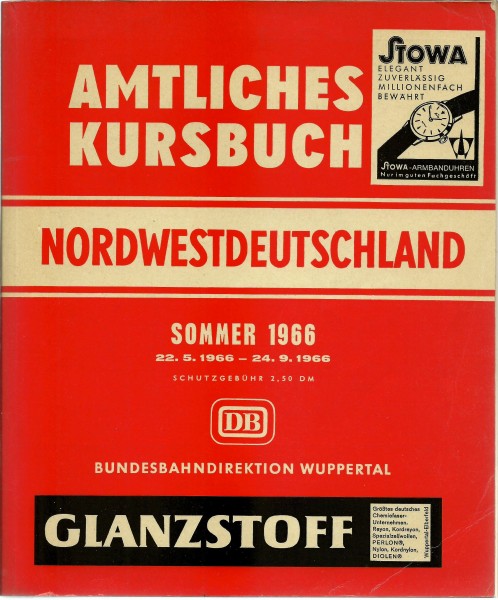 Buch 1966 Amtliches Kursbuch DB Nordwestdeutschland - Sommer