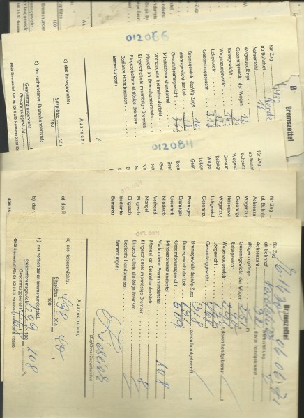 Item 1971 Bremszettel {Konvolut} Schwerpunkt: Norden / Norddeich