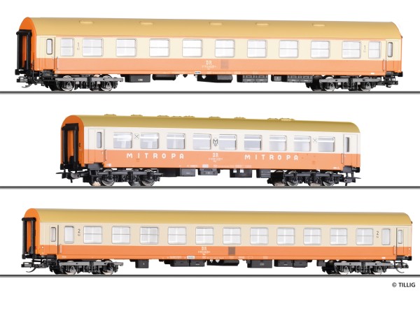 H0 Städteexpress-Wagenset DR Ep.4 1 x 1.Klasse Typ Y/B 70, 1 x Speisewagen, 1 x 2.Klasse Typ Halbe