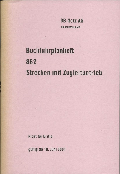 Heft 2001 Buchfahrplan Heft 882 - DB Netz AG - Niederlassung Süd