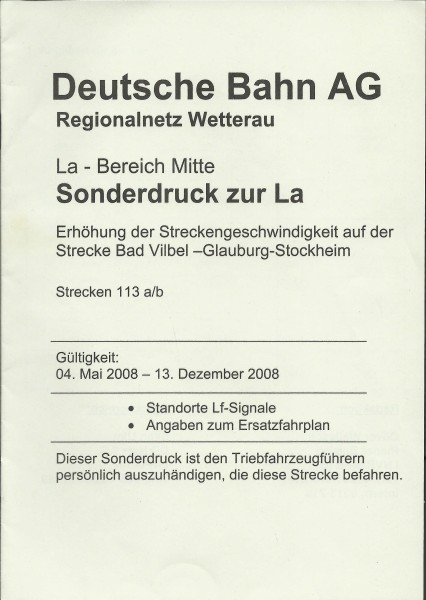 Heft 2008 - Inbetriebnahme ESTW Frankfurt-Stadion - Sonderdruck zur LA - LA-Bereich Mitte