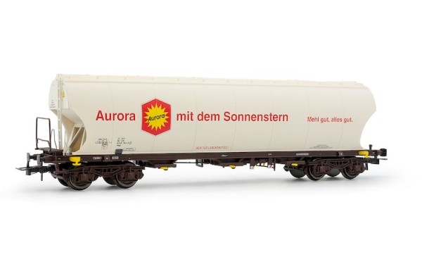 H0 Schwenkdachwagen mit gewölbten Silowänden für den Getreidetransport, DB, 4-achs. Aurora