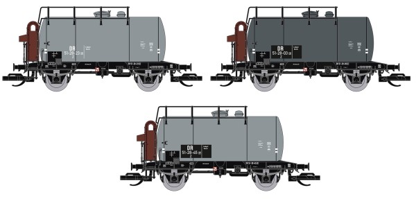 TT Kesselwagen-Set Deutz mit Bremserhaus, grau, DR Ep.III 3-tlg.