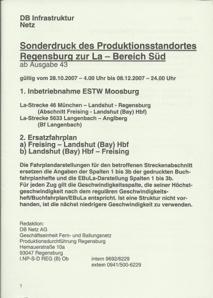 Heft 2007 - Inbetriebnahme ESTW Moosburg - Sonderdruck zur LA - LA-Bereich Süd