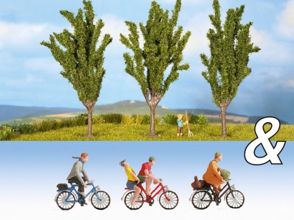 N Set: Fahrradfahrer + Pappeln