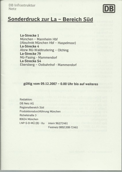 Heft 2007 - La-Stecken 1, 4, 79 und S4 - Sonderdruck zur LA - LA-Bereich Süd