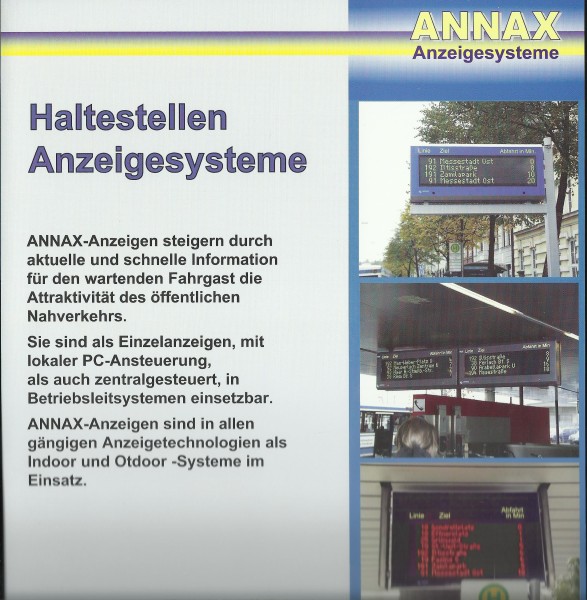 Heft ANNAX - Haltestellen Anzeigesysteme Prospekt