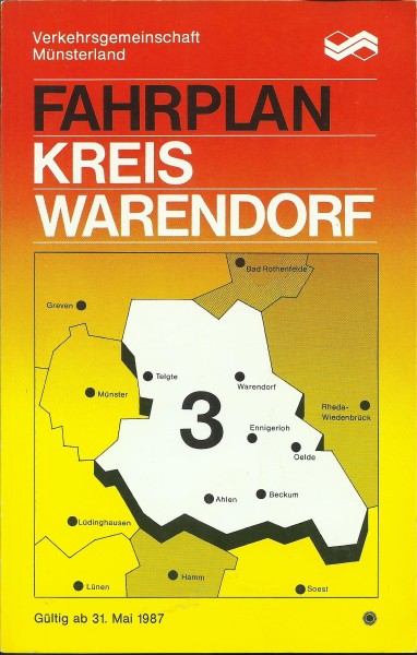 Buch 1987 VGM Fahrplan - Kreis Warendorf - Verkehrsgemeinschaft Münsterland