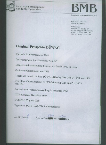 Buch Original Prospekte DÜWAG