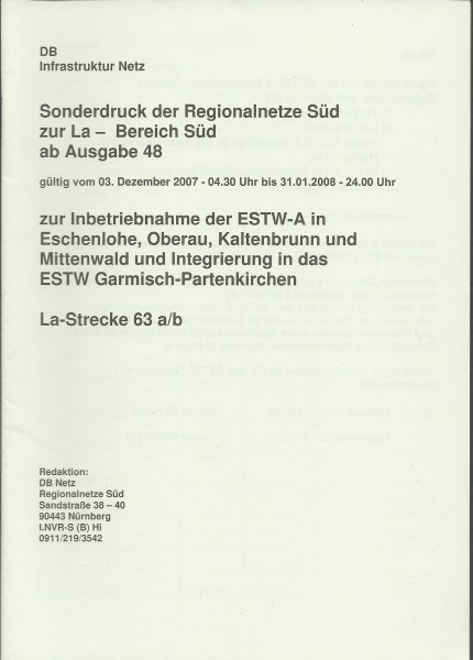 Heft 2007 - Inbetriebnahme ESTW-A Garmisch-Partenkirchen - Sonderdruck zur LA - LA-Bereich Süd