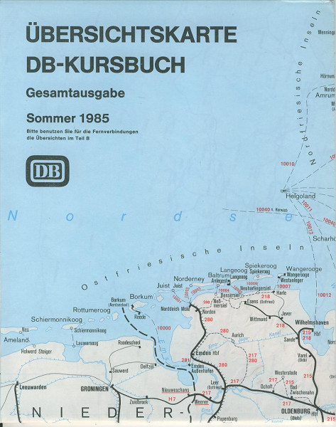 Kom: 1985 Übersichtskarte zum DB-Kursbuch Gesamtausgabe Sommer 1985