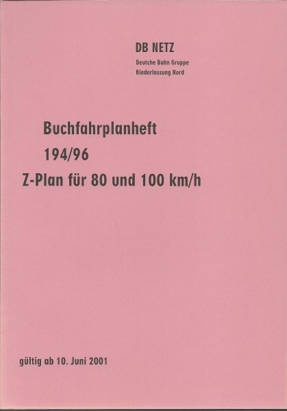 Heft 2001 Buchfahrplan Heft 194/96 - DB Netz AG - Niederlassung Nord