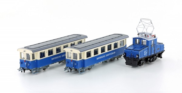 H0m Zugspitzbahn Tal-Lok mit 2 Personenwagen Ep.V ANALOG