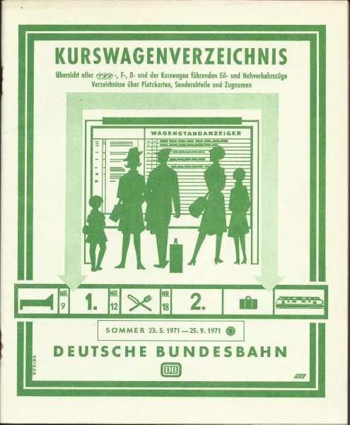 Buch 1971 Kurswagenverzeichnis Sommer - Deutsche Bundesbahn - DB