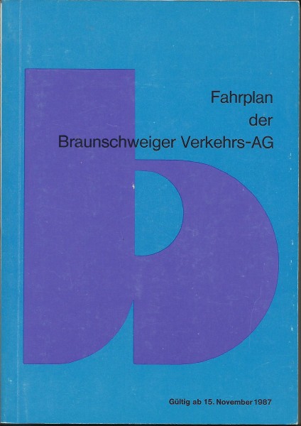 Buch 1987 BVAG Fahrplan - Braunschweig Braunschweiger Verkehrs-AG