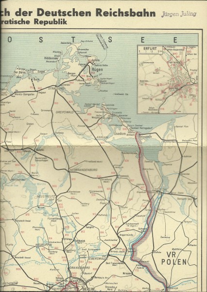 Buch 1976/77 Übersichtskarte zum Kursbuch Deutsche Reichsbahn - Winter