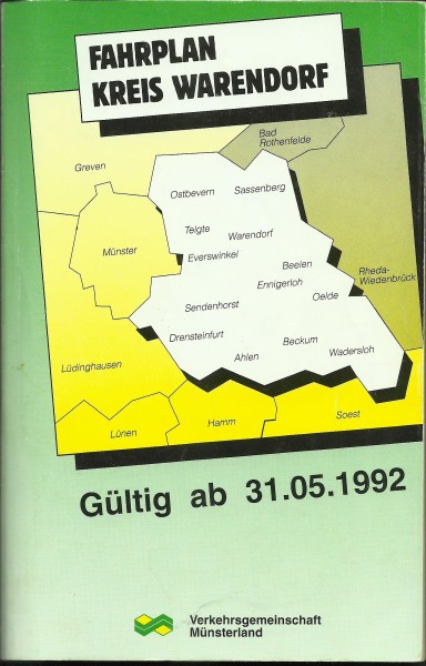 Buch 1992 VGM Fahrplan - Kreis Warendorf - Verkehrsgemeinschaft Münsterland