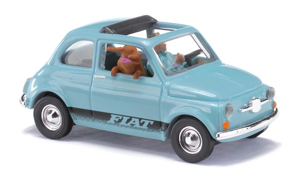 87 Fiat 500, mit Fahrer und Hund, 1965