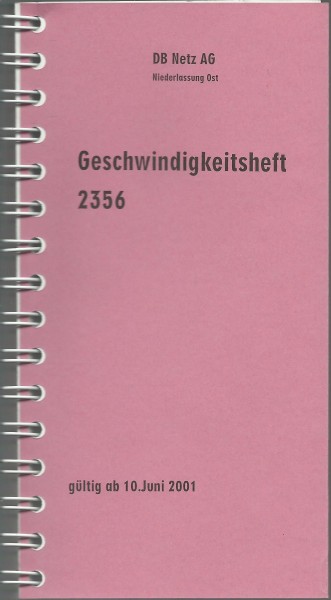 Heft Geschwindigkeitsheft 2356 - 10.06.2001 Niederlassung Ost