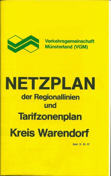 Buch 1987 VGM Liniennetzplan Kreis Warendorf - Verkehrsgemeinschaft Münsterland