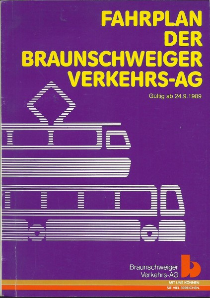 Buch 1989 BVAG Fahrplan - Braunschweig - Braunschweiger Verkehrs-AG