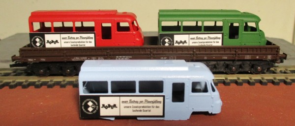 TT WIEMO EXCLUSIV 3-erSet Niederbordwg. 6-a. DR-IV mit je 2 x Robur Rohkarosse farblich grundiert