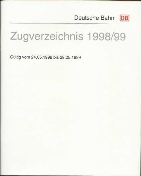 Buch 1998/99 Zugverzeichnis Deutsche Bahn - DB