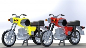 H0 2 Motorräder MZ TS 250, rot und gelb
