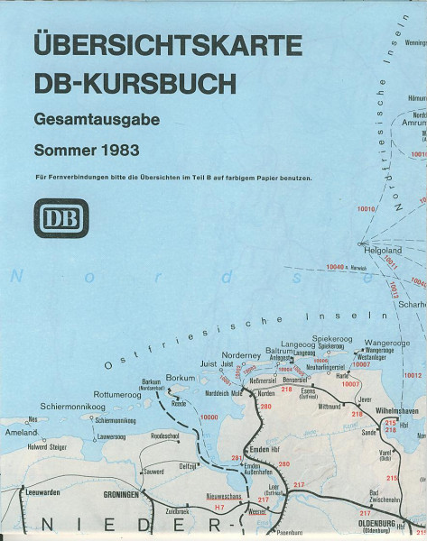 Kom: 1983 Übersichtskarte zum DB-Kursbuch Gesamtausgabe Sommer 1983