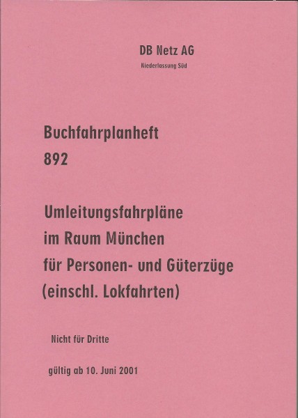 Heft 2001 Buchfahrplan Heft 892 - DB Netz AG - Niederlassung Süd