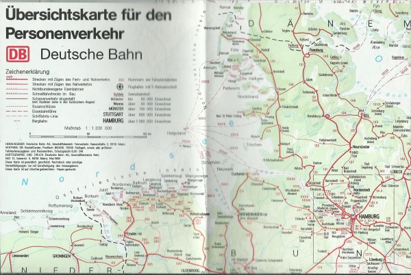 Buch 1996 Übersichtskarte: Personenverkehr DB Deutsche Bahn