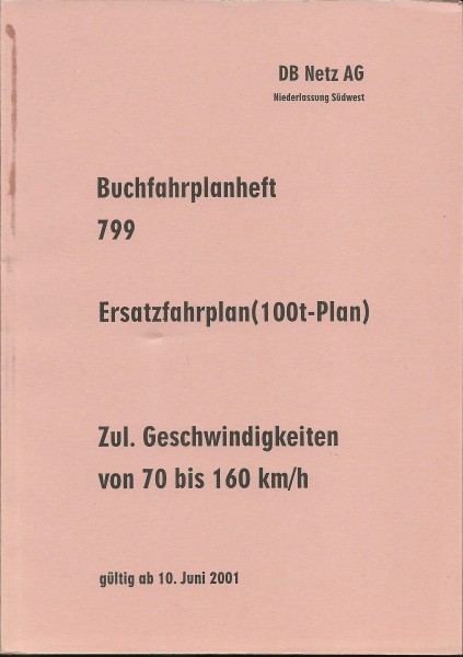 Heft 2001 Buchfahrplan Heft 799 - DB Netz AG - Niederlassung Südwest