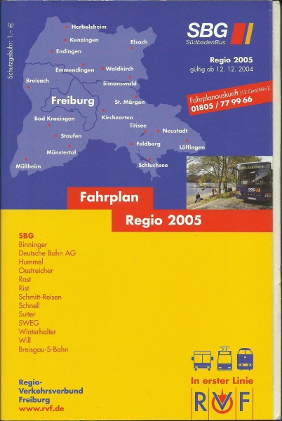 Buch 2005 RVF Fahrplan - Regio 2005 Regio-Verkehrsverbund Freiburg