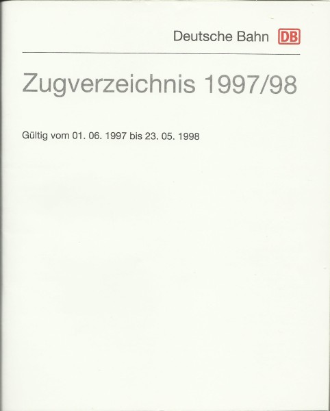 Buch 1997/98 Zugverzeichnis Deutsche Bahn - DB